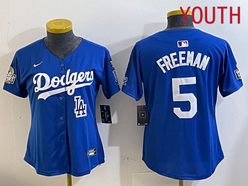 Youth Los Angeles Dodgers #5 Freeman Blue Game 2024 Nike MLB Jersey style 1129->youth mlb jersey->Youth Jersey